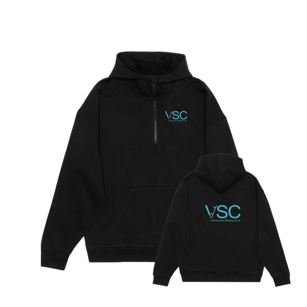 Vancouver Skating Club Unisex Drop Shoulder 1/2 Zip Hoodie - Left Chest & Back Logo