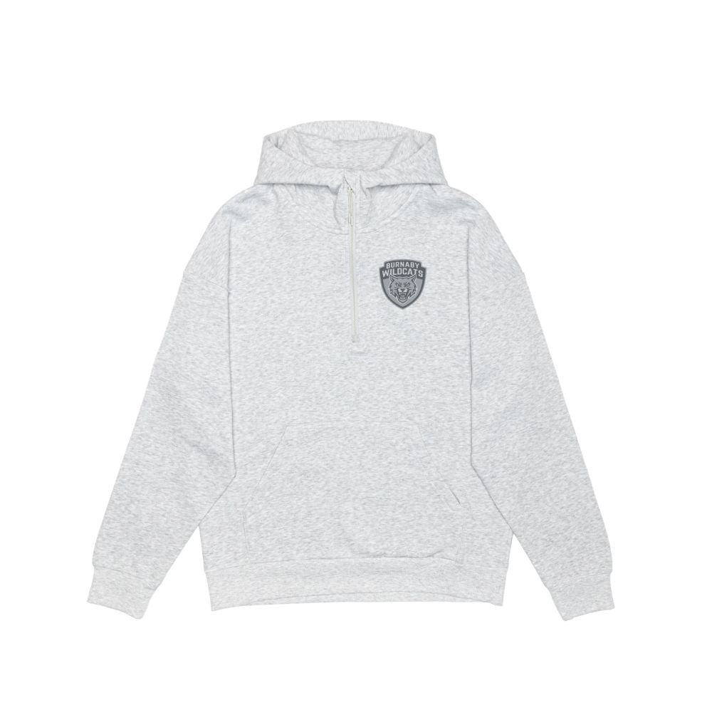 Wildcats Unisex Drop Shoulder 1/2 Zip Hoodie - Embroidered Tone on Tone Left Chest Logo