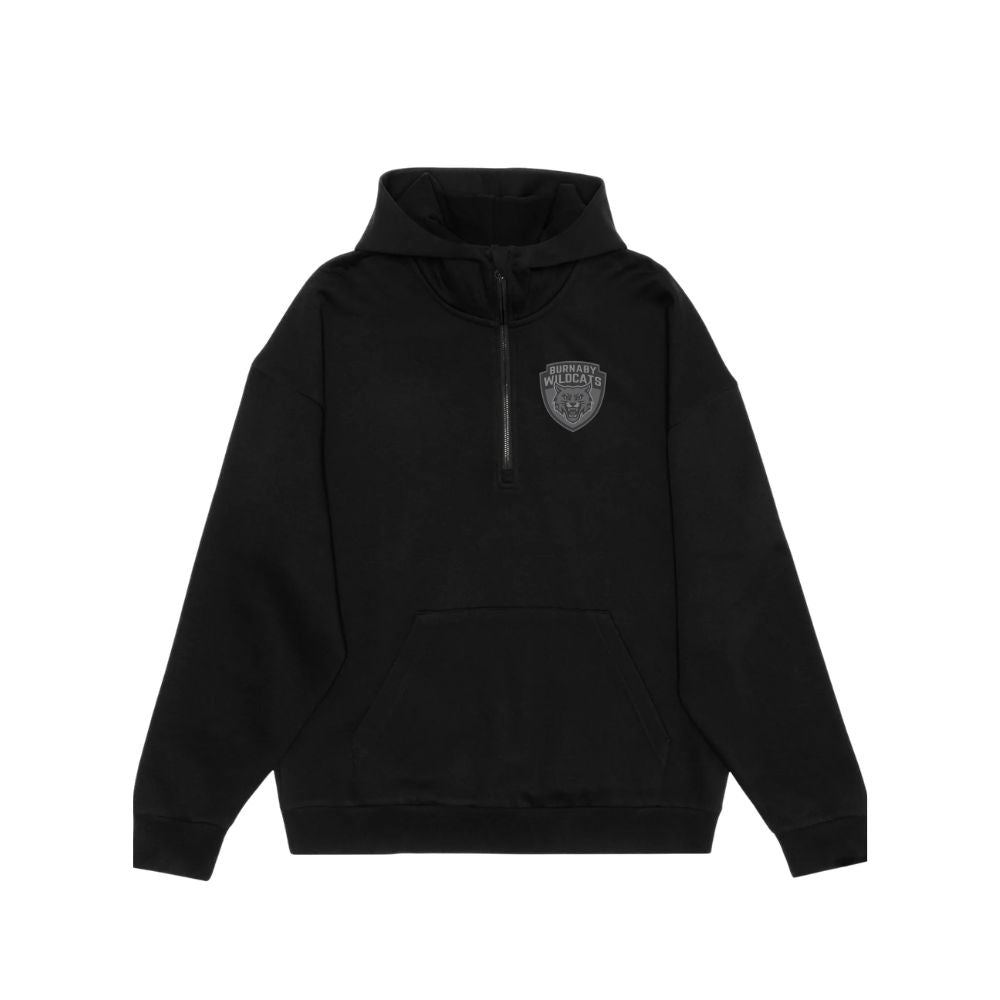 Wildcats Unisex Drop Shoulder 1/2 Zip Hoodie - Embroidered Tone on Tone Left Chest Logo