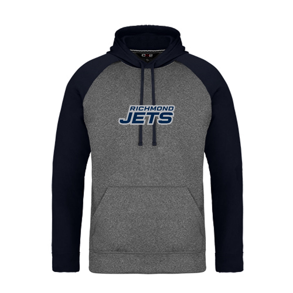 Jets 2-Tone Hoodie - Stacked Felt Logo - Adult