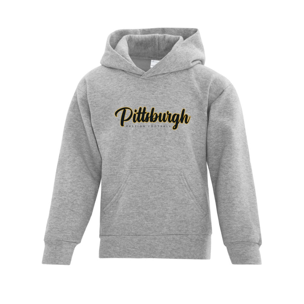 Pittsburgh Passion Hoodie with Vintage Script Logo - Youth