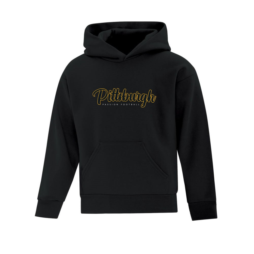 Pittsburgh Passion Hoodie with Vintage Script Logo - Youth