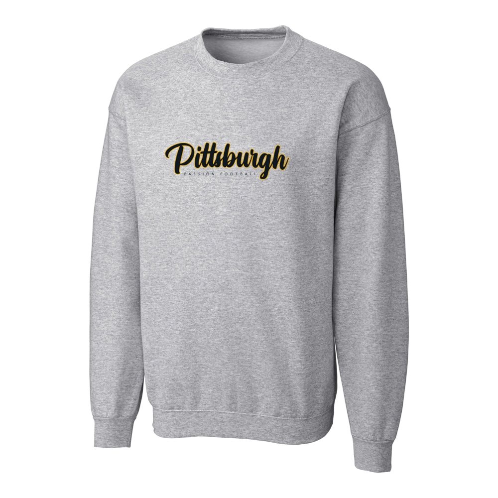 Pittsburgh Passion Crewneck Sweatshirt with Vintage Script Logo - Adult