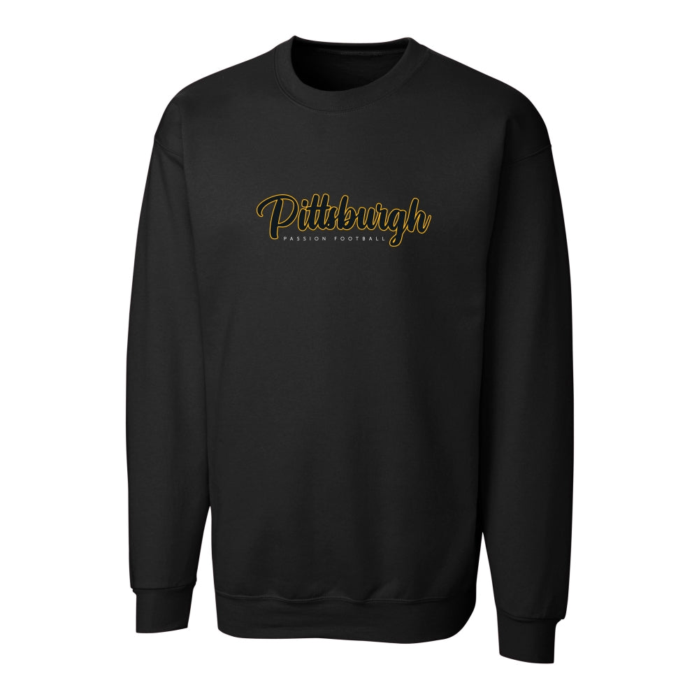 Pittsburgh Passion Crewneck Sweatshirt with Vintage Script Logo - Adult